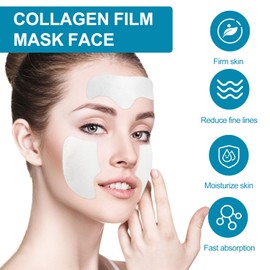 Collagen film, collagen mask face, soluble collagen film face, collagen patches face, collagen face mask, tightens the skin, improves sagging of the skin, dilutes fine lines