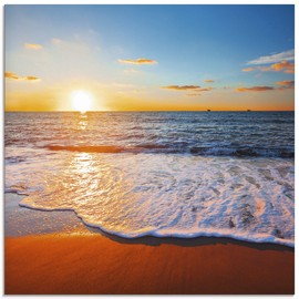 ARTland S7LE Wall Decoration Glass Picture Wall Picture Glass Picture One Piece 20 x 20 cm Square Beach Sea Sun Caribbean Nature Landscape Coast Sunrise Maritime