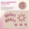 24PCS Pink Cat Eye Press on Nails – Medium Coffin