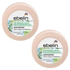 Nail Polish Remover Pads Acetone-Free, Nourishing, Nail Polish Remover Pads Acetone-Free, Mild and Nourishing, Travel Size, 2 x 30 Pads Balea