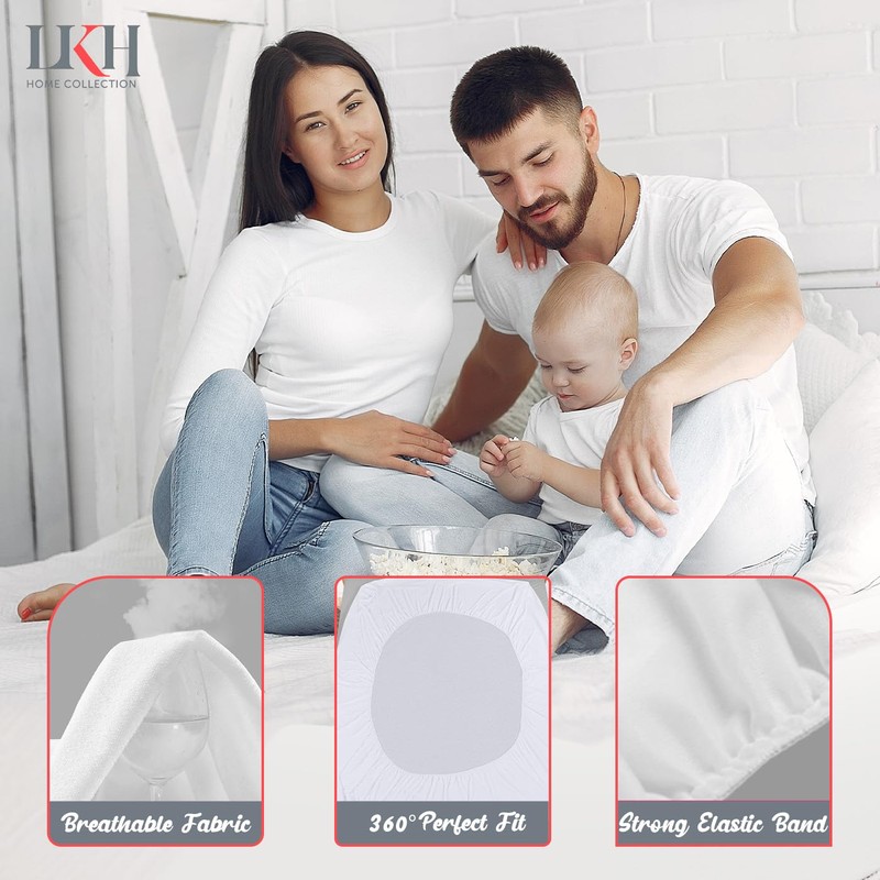 LKH Water Proof Mattress Protector - Hypoallergenic, Noiseless, Breathable, Deep