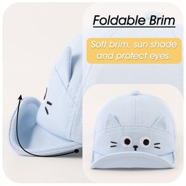 Peecabe Baby Baseball Cap Toddler Infant Boys Girls Sun Hat Breathable Cute Hats for Spring Summer 6M-3T (US, Age, 3 Months, 12 Months, B-Blue Cat+Coffee Bear)