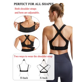 URPLITY Women Zip Front High Impact Sports Bras Yoga Bra Running Tank Top Racerback with Removable Pads for Workout Fitness
