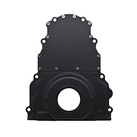 Cobra-Tek Aluminum Fits Chevy Ls Two Piece Timing Chain Cover W/O Cam Sensor Hole Black