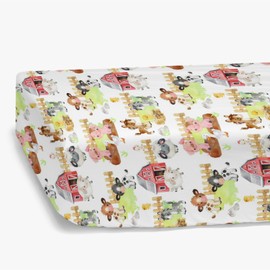 HawSkgFub Farm Animal Life Barn Fitted Standard Crib Sheet for Baby Boy Girl, Neutral Cow Horse Pig Sheep Toddler Mattress Cover, Soft Breathable Stretchy Nursery Bed Sheets Decor Kids Gift 52" x 28"