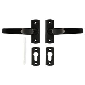 KOTARBAU® Pair of Handles 125 mm with Rosettes and Square for Profile Cylinder Black