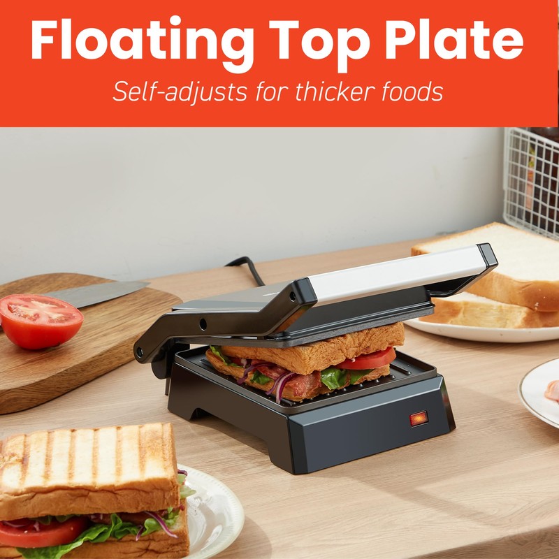 Elite Gourmet EPN160 5.5 x 5.3" Multifunctional, Compact Electric Panini