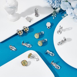 UNICRAFTALE 50pcs Stainless Steel Clip-on Earring Findings Flat Round Blank Tray Earrings Non-Pierced DIY Earrings Metal Earring Converters for Earring Making