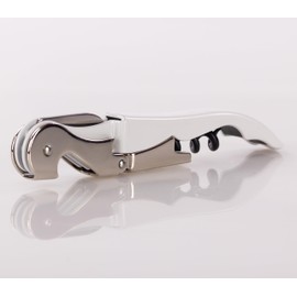 Qpractiko - CorkMaster Pro Waiter Corkscrew | Ergonomic Design | Teflon Spiral Non-Stick | Saw Blade and Sheet Opener | Stainless Steel for Great Durability (White)