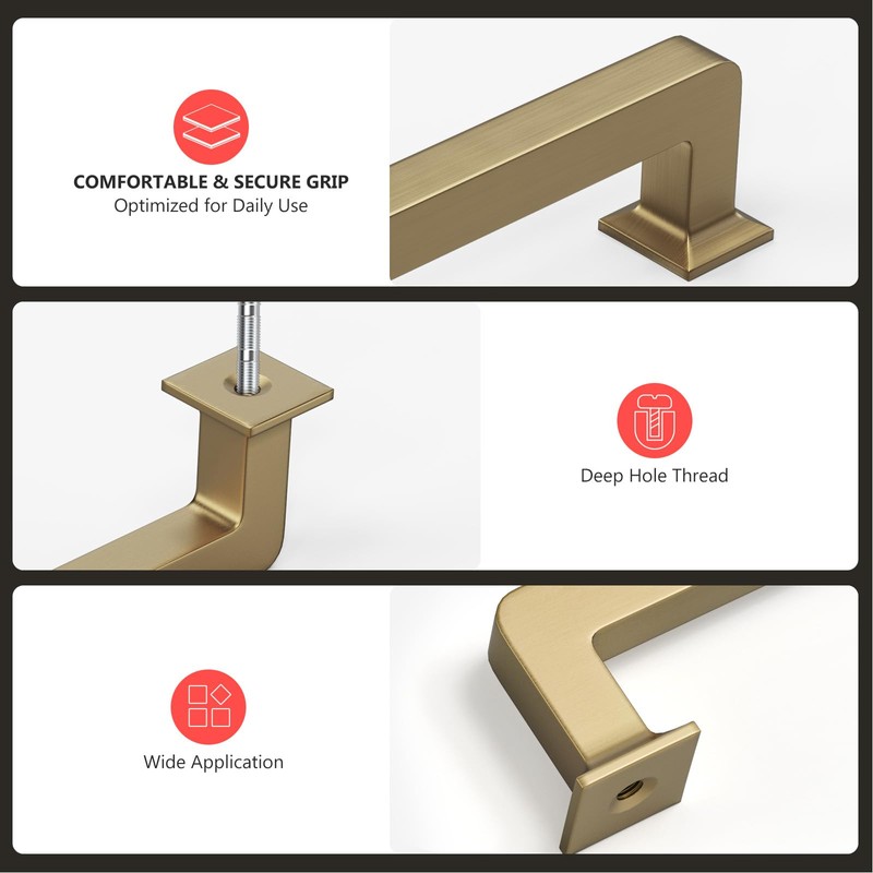 homdiy 10 Pack 5-1/16 Inch Champagne Bronze Cabinet Pulls, Solid
