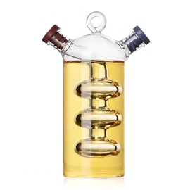 WINAKUI Olive Oil and Vinegar Dispenser Bottle Set, 2 in 1 Glass Olive Oil Dispenser Bottles Cruet, Balsamic Vinegar Dispenser Containers for Kitchen