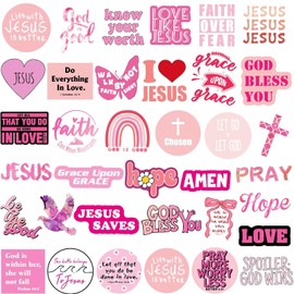 120pcs Pink Bible Verse Stickers - Waterproof Christian Jesus Scripture Stickers with Inspirational Quotes, Religious Faith-Based Gifts, Christian Easter Gifts for Kids Adults