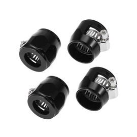 A ABSOPRO 4pcs AN10 Hex Black Car Hose Finisher Flexible Rubber Pipe Clamp with Screw Band Adapter Fitting for Oil Fuel Water Tube Item Replacement
