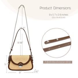 Straw Crossbody Bag for Women Small Shoulder Handbag Fashion Hobo Bag Trendy Underarm Mini Purse (Brown)
