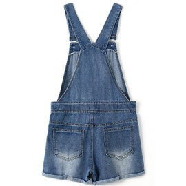 KIDSCOOL SPACE Girls Overalls Shorts,Little Big Girls Denim Ripped Summer Shortalls,Light Blue,5-6 Years