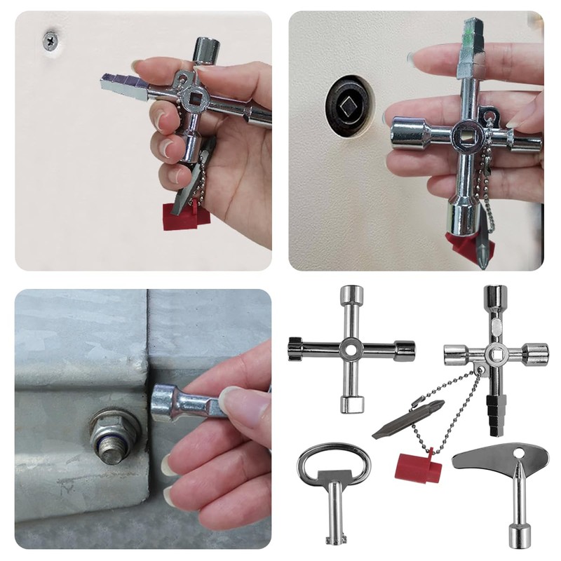 Pack of 9 universal keys, triangular key, square key and