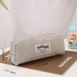 HABUAETY - Bolsas de maquillaje para cosméticos, bolsa de almacenamiento de papelería de oficina para mujeres, Gris, Patrón de tiburón