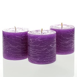 Richland Set of 3 Pillar Candles 3" x 3" Unscented Dripless for Weddings Home Holidays Relaxation Spa Church… (Lavender Rustic)