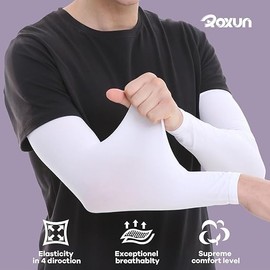 UV Protection Cooling Arm Sleeves, Sports Compression, Men/Women, Black/White/Grey, 3 Pairs
