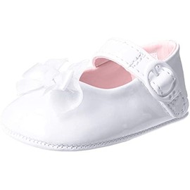 Baby Deer Patent SM with Bow Mary Jane (Infant), White, 4M US Infant
