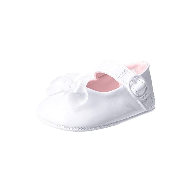 Baby Deer Patent SM with Bow Mary Jane (Infant), White,
