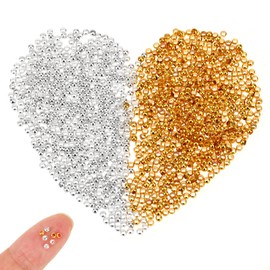 Pack of 2000 Crimp Beads 2 mm Round Crimp Beads Smooth Round Charm Bead Crimp End Spacer Stopper Beads Crimp End Spacer Beads for Earring Necklace DIY Jewellery Making (Silver, Gold)