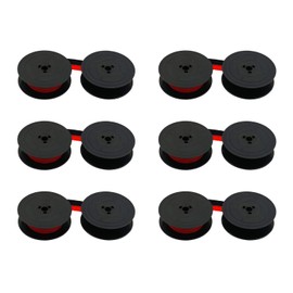 Printerfield 6 Pcs Replacement Typewriter Ink Spool Ribbon for Olivetti GR 4/GR 8 Black Red