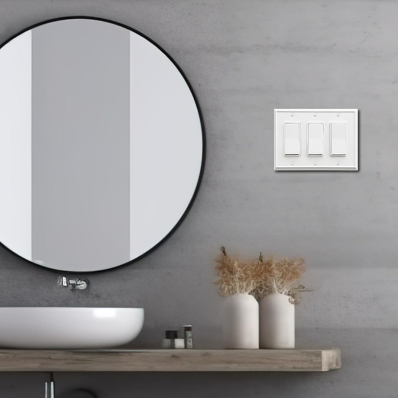 OKAWYC Triple Decorator Light Switch Cover Aria Metal Wall Plate,
