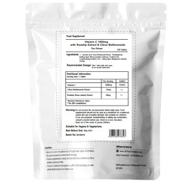 Vitamin C Rosehips & Bioflavonoids - 1000mg x 120 - High Strength Ascorbic Acid Tablet - Immune Support