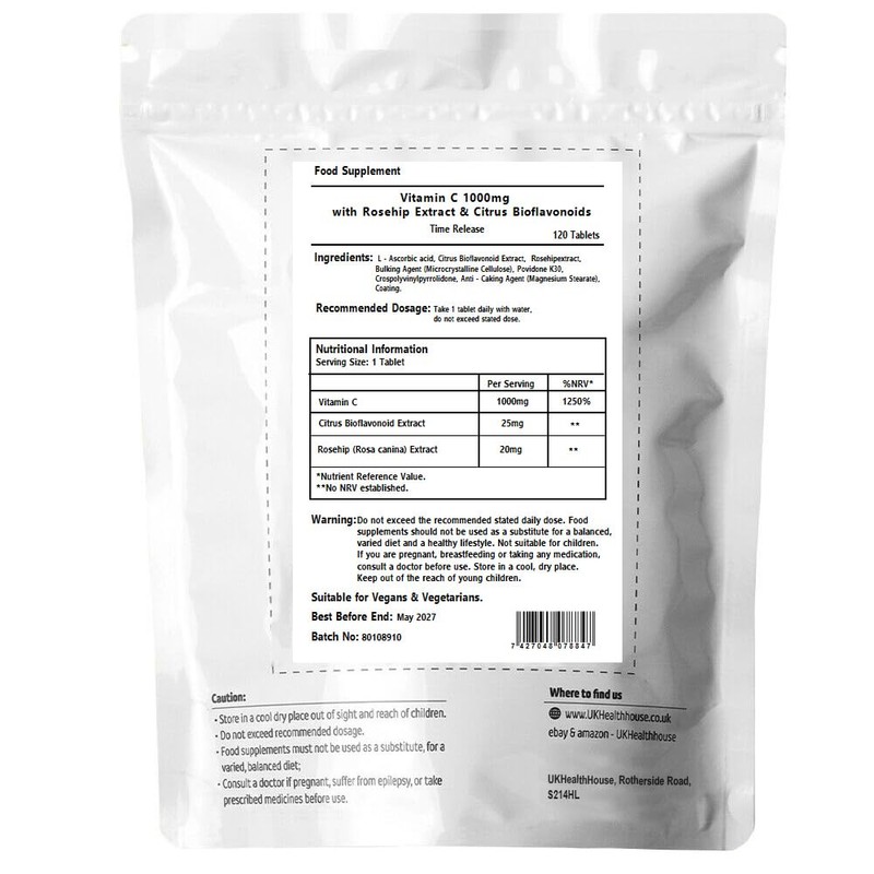 Vitamin C Rosehips & Bioflavonoids - 1000mg x 120 -