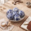 6 Pcs Blue and White Ceramic Ball Decor, Pattern 6