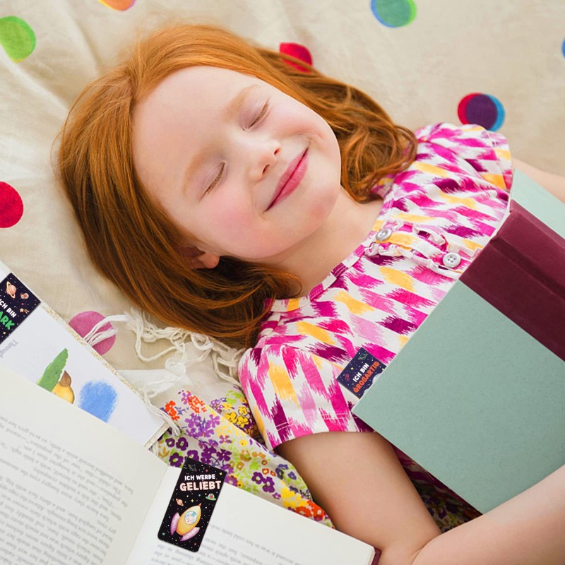 Pack of 12 Magnetic Bookmarks for Children Space Animals Encouraging