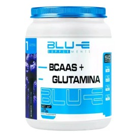 Blu-e Supplements BCAA'S + Glutamin Fórmula 0% Carbohidratos y Grasas 50 Servicios Libre de Gluten Sabor a Mora
