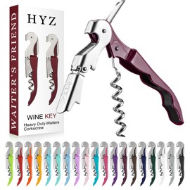 HYZ 2-Pack Wine Opener Waiter Corkscrew, Professional Wine Key for Servers, Bartender with Foil Cutter, Manual Wine Bottle Opener Double Hinged (Burgundy)