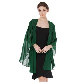 BEAUTELICATE Women's Chiffon Stole Festive Elegant Scarf Bolero Chiffon Scarf for Evening Dress Wedding Bridal Neckerchief Spring Summer, Emerald Green