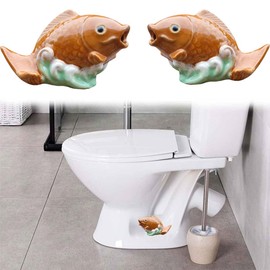 Mandydy 2pcs Ceramic Toilet Floor Bolt Caps with Frog Fish & Bird Animal Shape, Cute Decorative Toilet Bolt Covers Screw Caps for Bathroom Ornaments, Easy installation Toilet Replacement Parts (B)