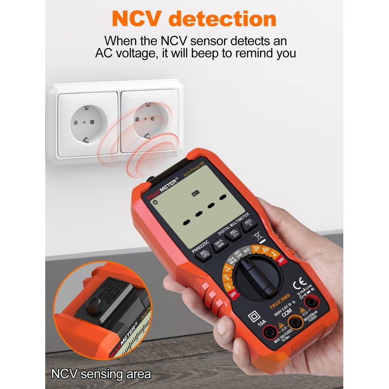 Digital Multimeter, 6000 Counts Auto Range, Accurately Measure AC/DC Voltage,