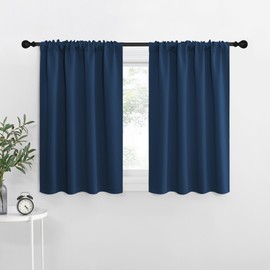 NICETOWN RV Blackout Curtains for Camper Windows, Moroccan Blue, 42" x 36", Set of 2, Kitchen Curtains, Short Blackout Drapes, Thermal Insulated Rod Pocket Window Treatment Draperies for Nursery