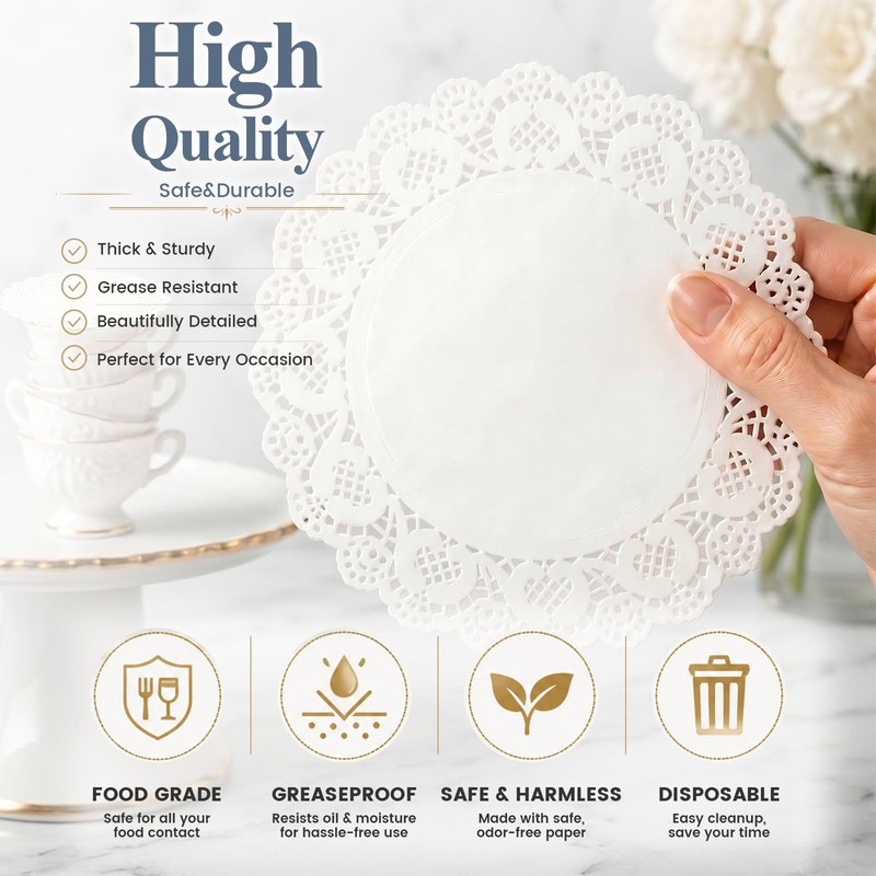 HAKSEN Paper Doilies, 36 PCS Lace Paper Placemats Assorted Sizes