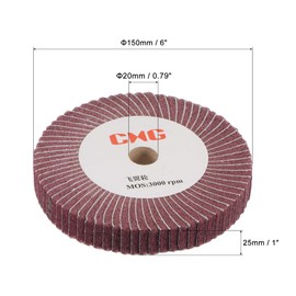 sourcing map 150mm x 25mm 320 Grit Non-Woven Polishing Burnishing Wheel Abrasive Cloth Nylon Wire Drawing Flap Wheel for Stainless Steel Metal Red