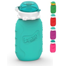Squeasy Snacker (Wasser), 160 ml, Silikon, wiederverwendbar, für Kompott und Pürees, frei von BPA, PVC und Phthalaten