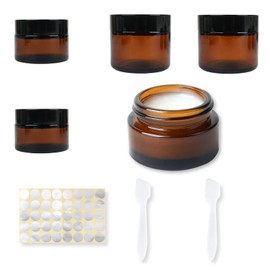 Cream jars for filling, glass bed, amber glass empty container, brown glass container, empty, refillable container, brown ointment jar, 2 x 20 ml, 2 x 30 ml