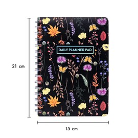 Pukka Pad, A5 Undated Daily Planner Pad 115 Sheets of 80GSM Paper with Daily Schedule, to-Do List, and Notes/Sketches Sections – 21 x 15cm, Black