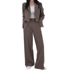 NOMSOCR Women's Pants Suit, Ceremony Suit, Top and Bottom Set, Formal Suit, Jacket, Spring, Autumn, Commute, OL, Kindergarten Entrance Ceremony, Graduation Ceremony, 20's 30s, dark khaki, M