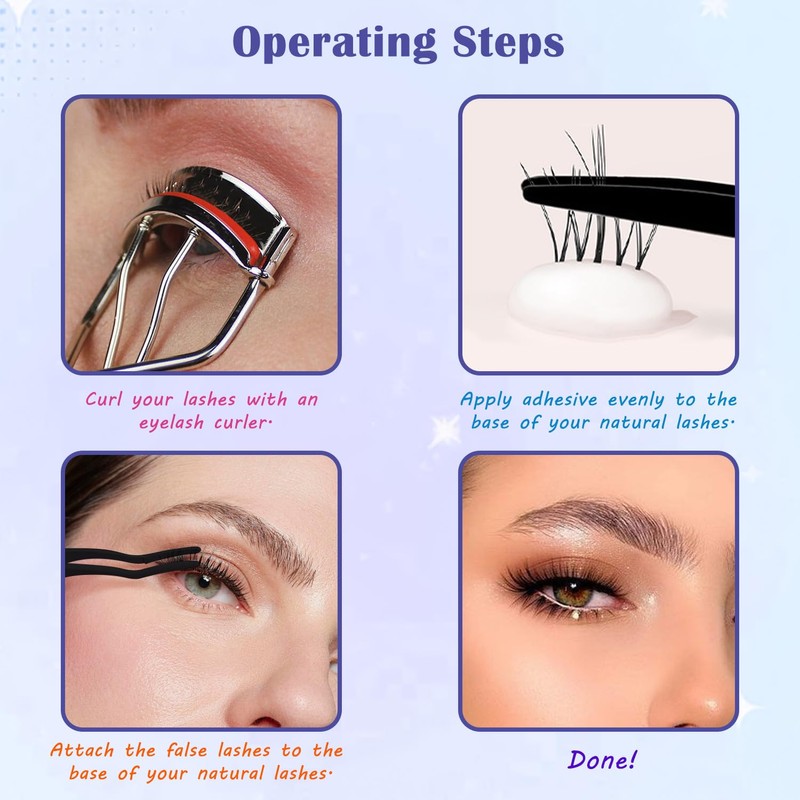 TORMEN Eyelash Tweezers Set, Stainless Steel Lash Applicator, Stainless