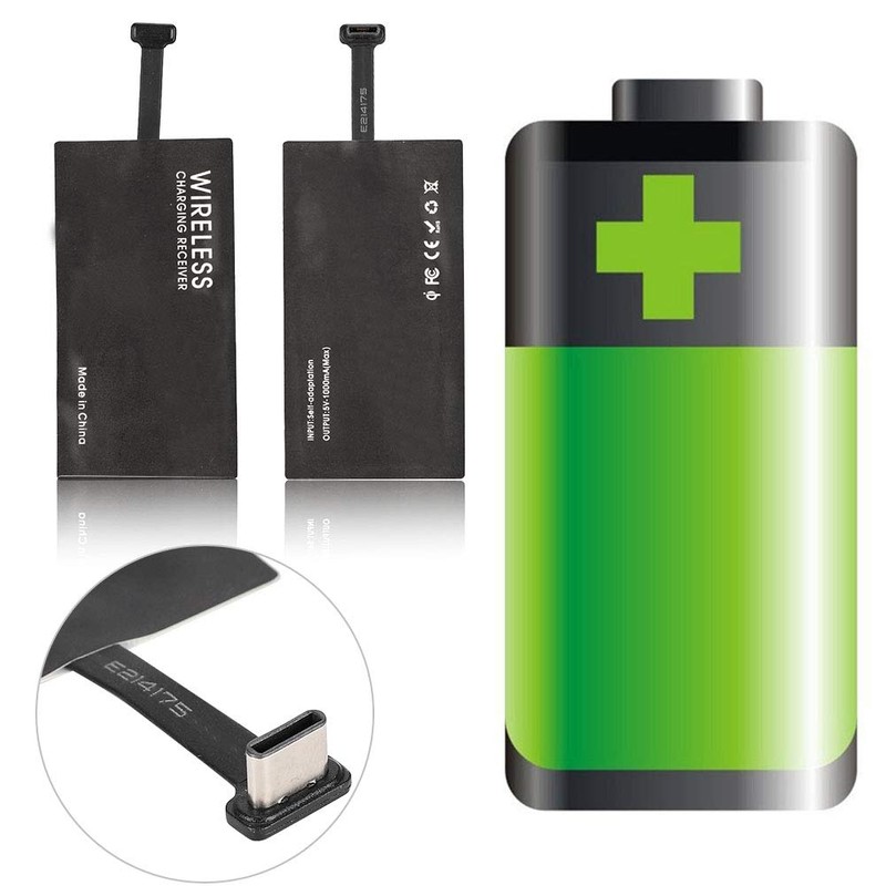 QI Receiver USB C, QI Wireless Charging Receiver Adapter, Type