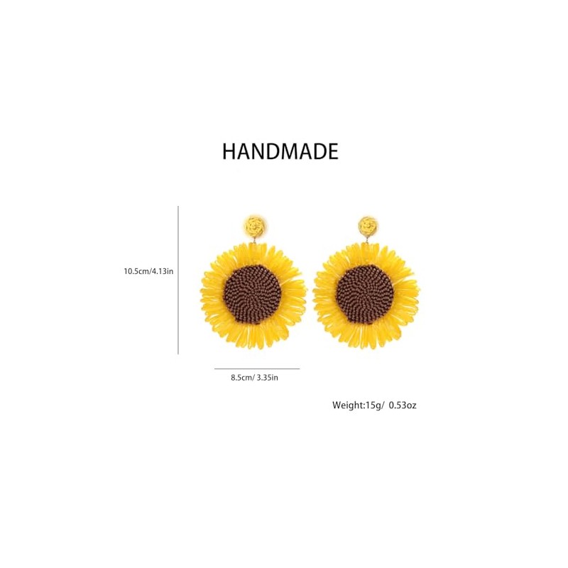 ALRNBY Big Sunflower Statement Earrings for Women Pretty Dangle Stud
