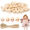 Furuising Pack of 100 4 Styles Wooden Beads with Face,