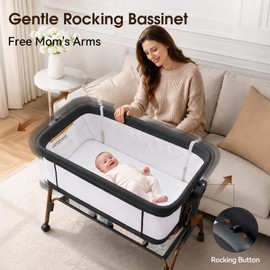4 in 1 Baby Bassinet, Rocking Bassinet, Bedside Bassinet for Baby, Black