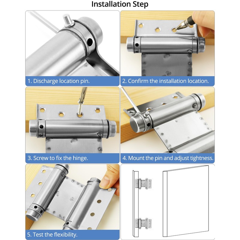 QWORK Heavy Duty Cafe Saloon Bars Door Swing Hinges, 4
